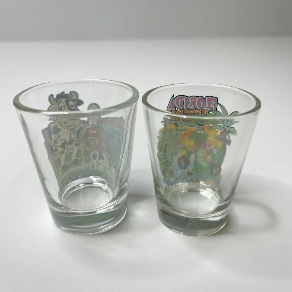 Lot of 2 Shot Glass Florida Sunshine State Illinois What Happens Here Stays Here